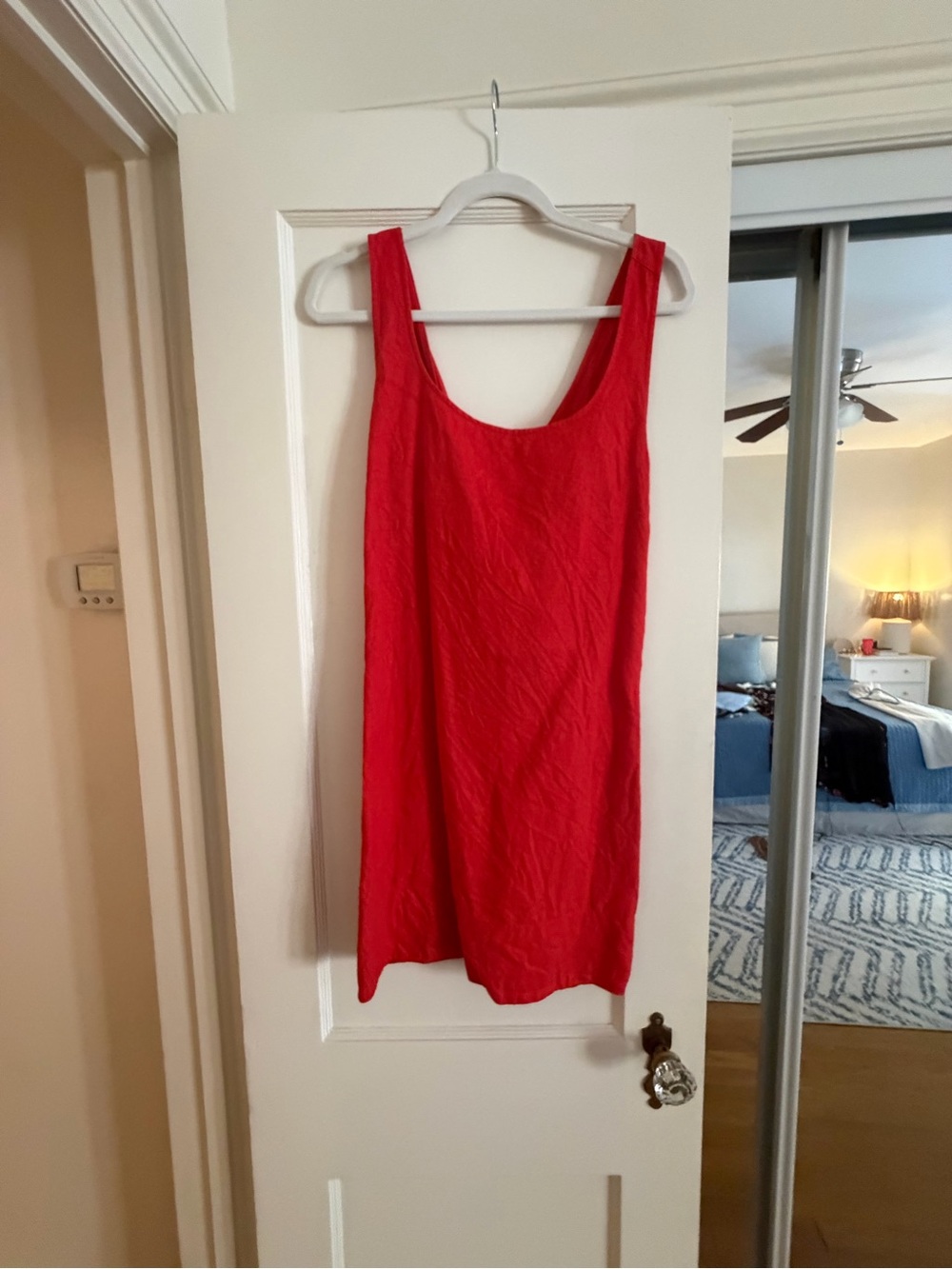 Red Sleeveless Shift Dress
